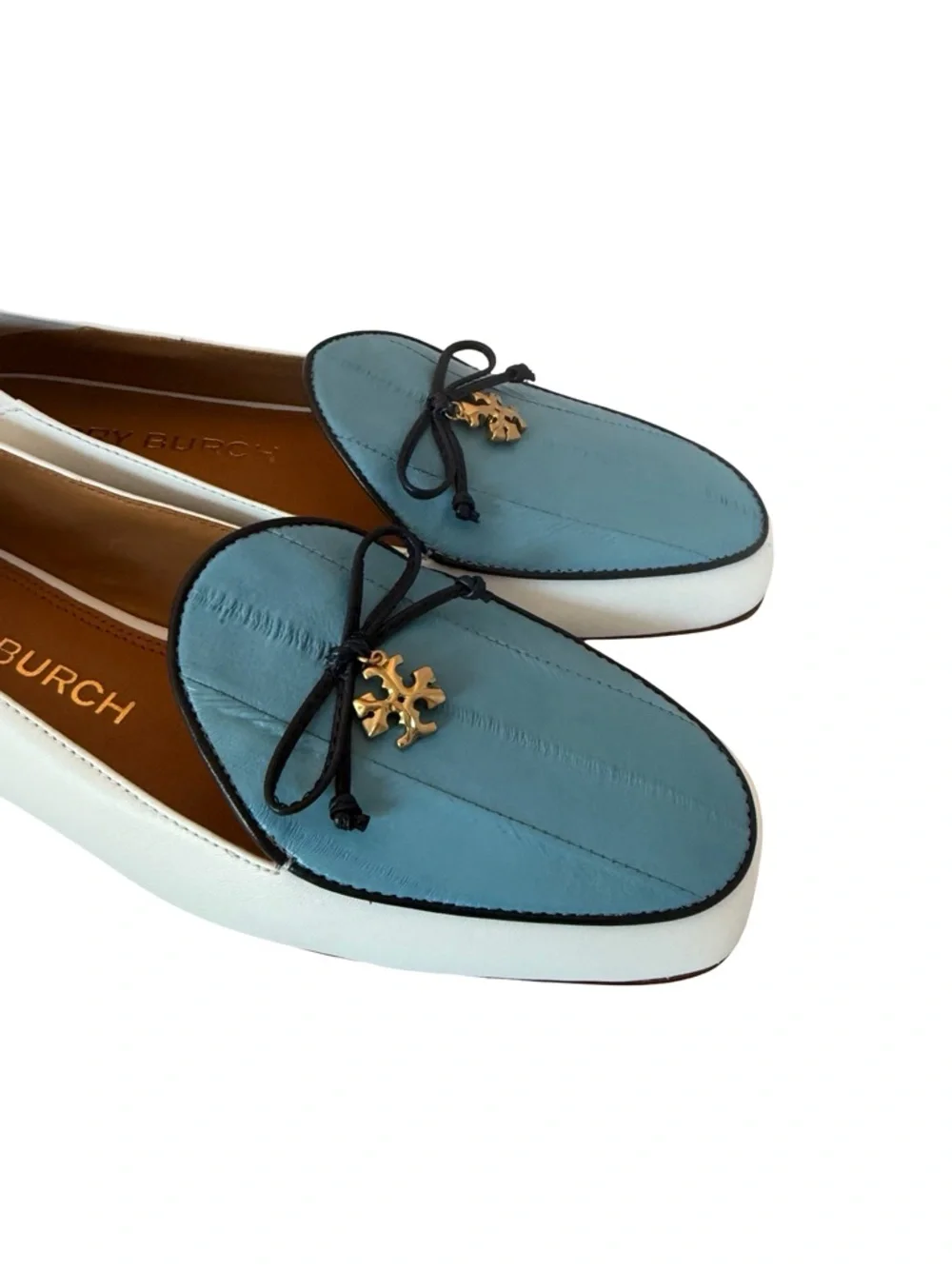 Tory Burch Charm Two Tone Loafers Slip-On Flats Shoes Leather Size 9 Women's - Picture 5 of 15
